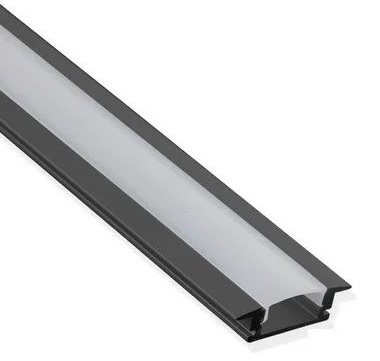 Perfil para Fita de Led Embutir 17x0,07 Barra de 2 metros Preto